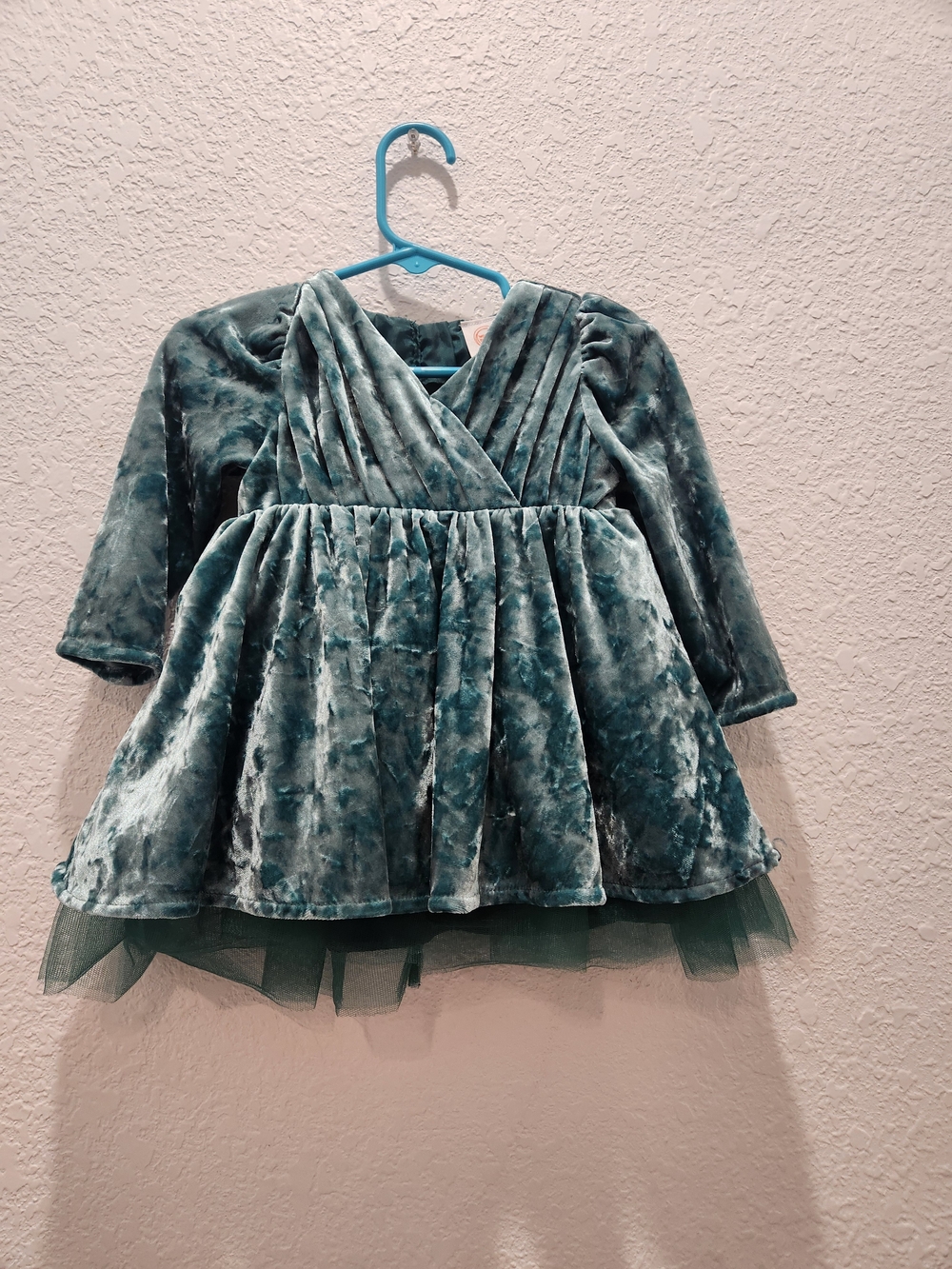 wonder nation Velvet Tulle Party Dress in Teal Green